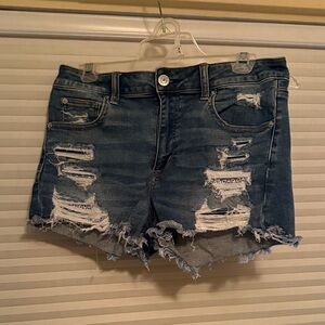 American Eagle Distressed Blue Denim Shorts